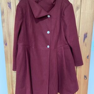 BloomChic Deep Burgundy Swing Coat size 18-20 New super soft